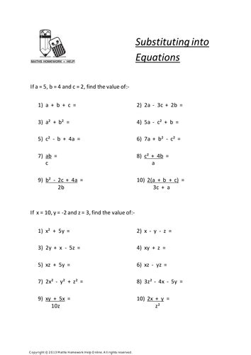 Algebra Worksheets | Teaching Resources