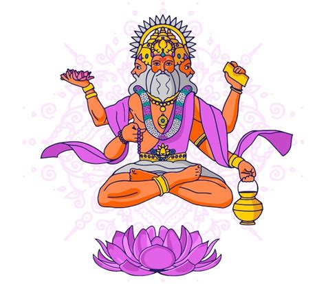 Premium Vector | Gods of hinduism Lord Brahma. The main Hindu deity ...