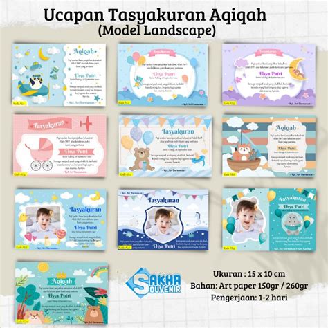 Jual Kartu Ucapan Tasyakuran Aqiqah Kelahiran Selapanan Model