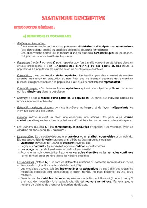 Statistique Descriptive Statistique Descriptive Introduction A Et