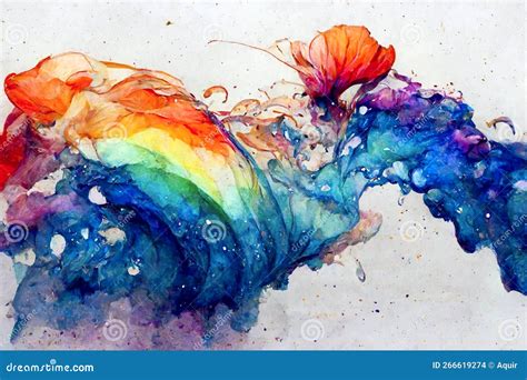 Watercolor Rainbow Splash Abstract Rainbow Coloured Watercolor