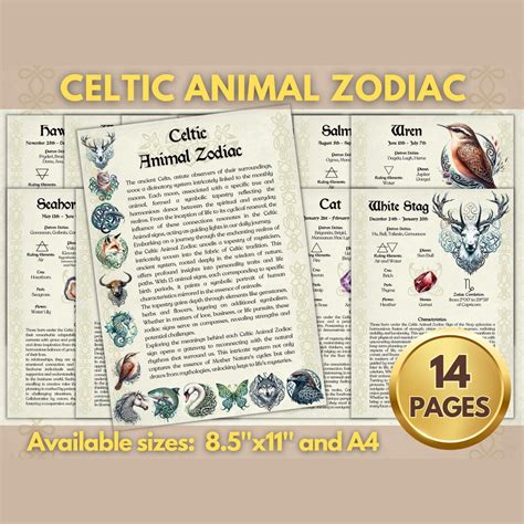 CELTIC ANIMAL ZODIAC Instant Digital Download Printable Book of Shadows ...