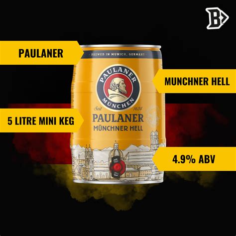 Paulaner Munchner Hell Premium German Lager 5ltr Mini Keg 49 Abv