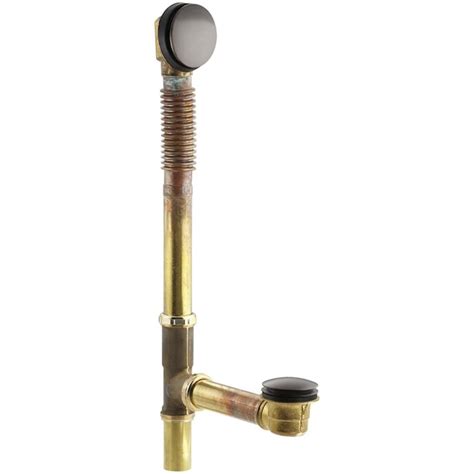 Kohler 1 5 In Oil Rubbed Bronze Cable Drive Drain With Brass Pipe In