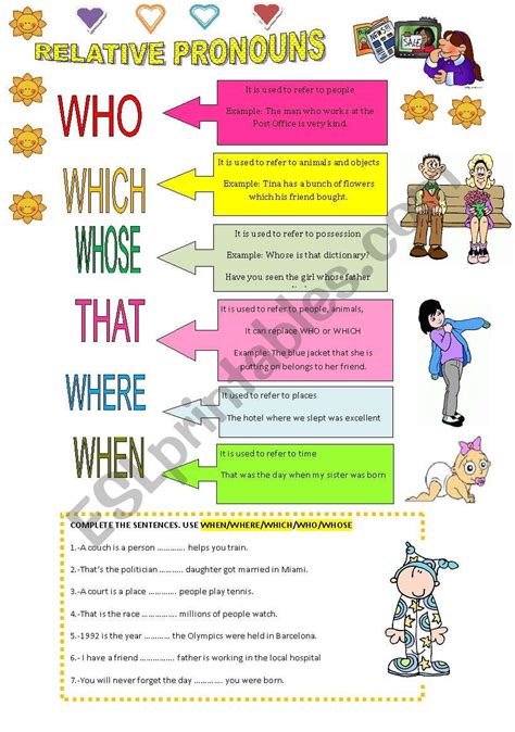 Relative Pronouns Esl Worksheet By Mariaah