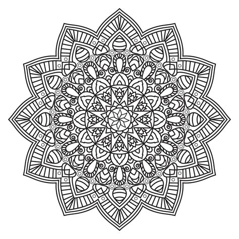 Black And White Round Vector Abstract Mandala Coloring Book For Adults