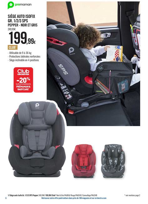 Offre Siège Auto Isofix Gr 1 2 3 Sps Pepper Noir Et Gris chez Orchestra