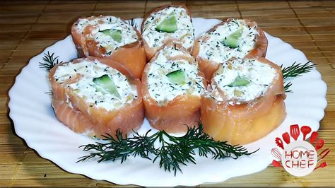 Smoked Salmon Rolls With Cucumber And Philadelphia Cream Cheese Youtube