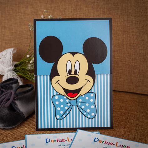 Invitatie Botez Baieti Albastra Cu Mickey Mouse Invitatii Botez Ro