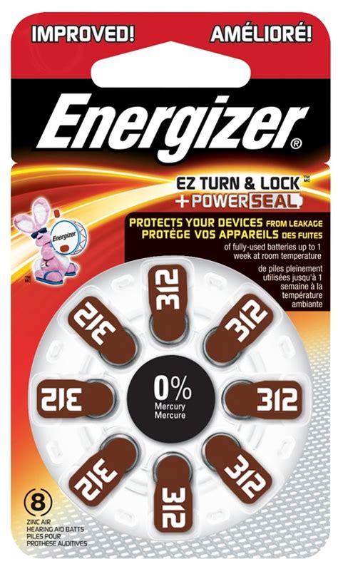 Energizer 312 AZ312DP 8 Hearing Aid Battery 1 4 V Battery 155 MAh