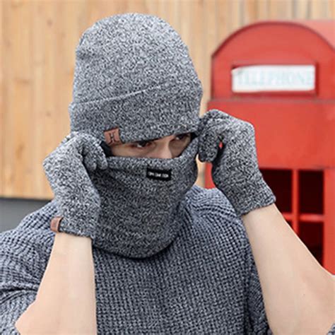 3 PCS Wool Knitted Gloves Hat And Scarf Set For Women Men 2018 Winter