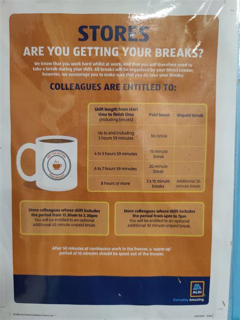 Have break times changed? : r/Aldi_employees