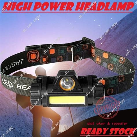 Jual Headlamp COB LED High Power Recharge Senter Kepala 2 In 1