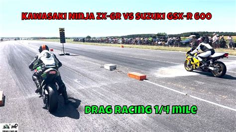 Kawasaki Ninja Zx 6r Vs Suzuki Gsx R 600 Motorcycle Drag Racing 14