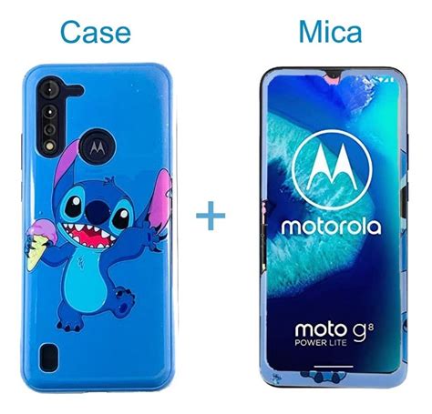 Funda Stitch Moto G8 Power Lite Case Y Mica De Diseño Stitch Mercado