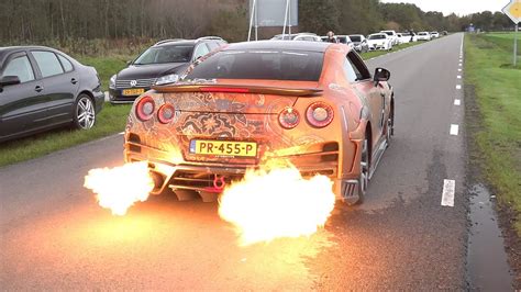 Hp Top Secret Nissan Gt R R With Armytrix Exhaust Big Flames