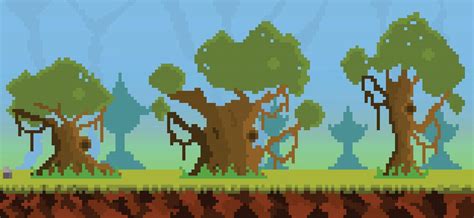 Pixel 2d flat game background, nature landscape pixel scene with green ...