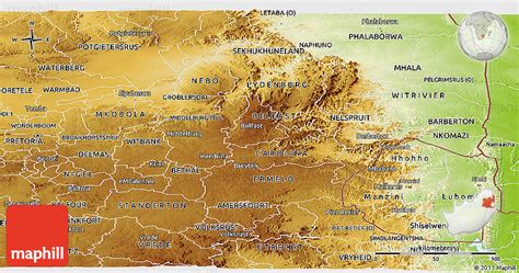 Physical Panoramic Map of Mpumalanga