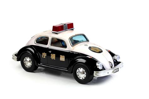 Vintage Masuda Japan Tin Toy Vw Beetle Volkswagen Police Car Tin Toy