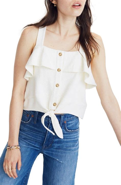 Madewell Texture And Thread Ruffle Tie Front Tank Nordstrom Fashion