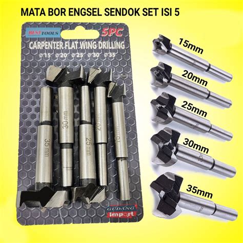 Jual MATA BOR ENGSEL SENDOK FORSTNER PELUBANG KAYU PEMBOLONG SET ISI 5