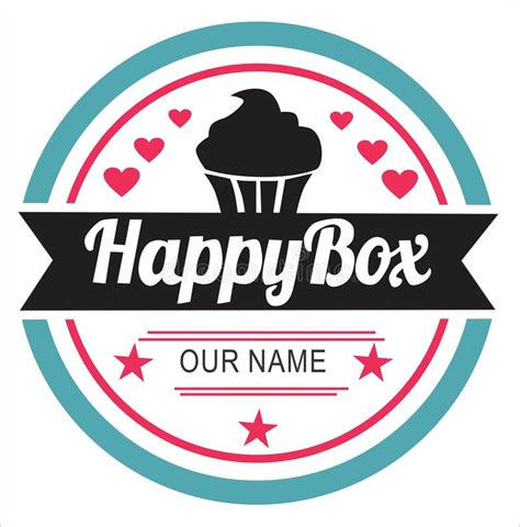 Cupcake Happy Box Logo Artwork Vector Art Stock Illustration