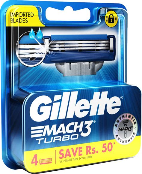 Buy GILLETTE MACH 3 TURBO MANUAL SHAVING RAZOR BLADES PACKET OF 4