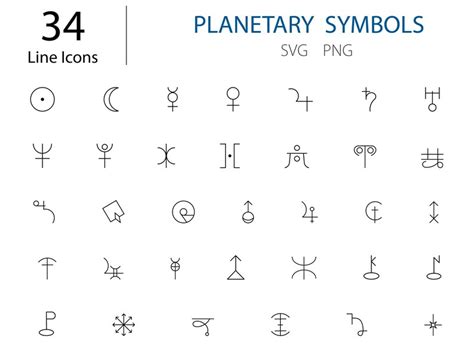 Planetary Symbols Icons, Planetary SVG, Galaxy Svg, Solar System, Planet Svg, Celestial Svg ...