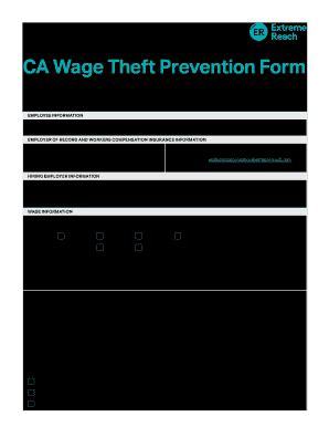 Fillable Online CA Wage Theft Prevention Form Extreme Reach Fax Email