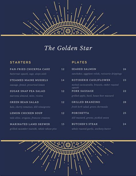 Free Printable And Customizable Fancy Menu Templates Canva