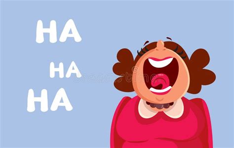 Middle Age Woman Laughing Out Loud Vector Cartoon Illustration Stock