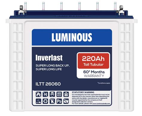 Luminous Zelio 1100 220AH Battery Chennai Olive Power