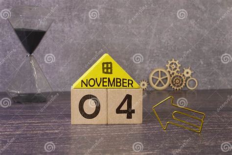 November 4 Calendar Date Text On Wooden Blocks With Copy Space For