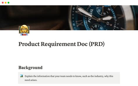 Product Requirement Document Template Notion Marketplace