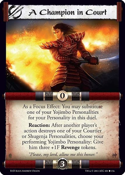 A Champion In Court Card L5r Legend Of The Five Rings Wiki Fandom