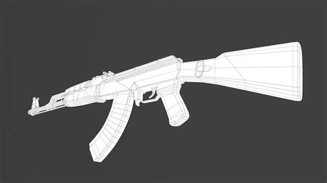 Ak Avtomat Kalashnikova Assault Rifle Pbr D Model