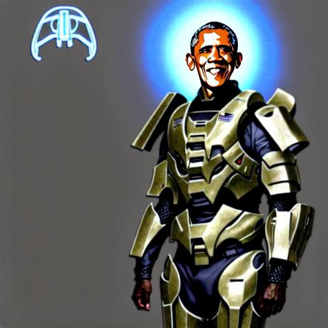 Photorealistic Barack Obama Wearing Halo Armor Openart