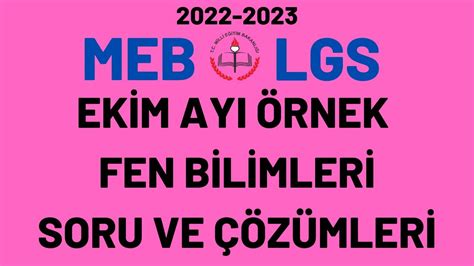 Meb 2022 2023 Ekİm Ayi Fen Bİlİmlerİ Örnek Sorulari ÇÖzÜmÜ Youtube