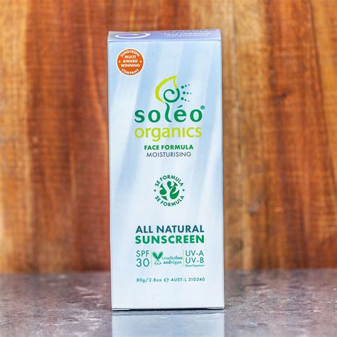 soleo face formula moisturising sunscreen   green pantry