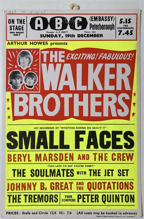 Lot 186 Walker Brothers Small Faces Original 1965