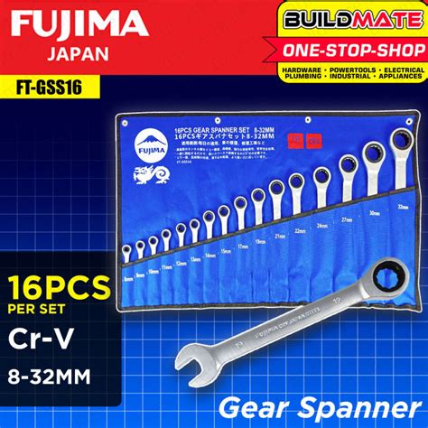 FUJIMA Gear Spanner Ratchet Combination Wrench Set 8 32mm Cr V 16PCS