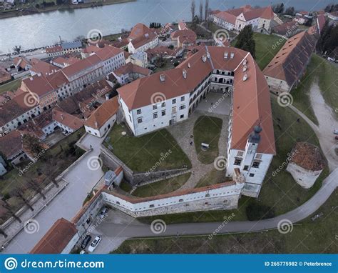 Aerial view of Ptuj castle stock photo. Image of cityscape - 265775982