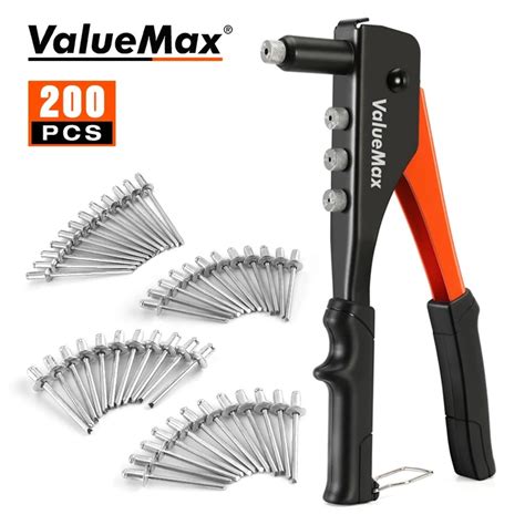 Valuemax 4 In1 Riveter Hand Riveter 200pcs Nozzle Rivet Nut Gun Hand Manual Penekan Rivet Rivet