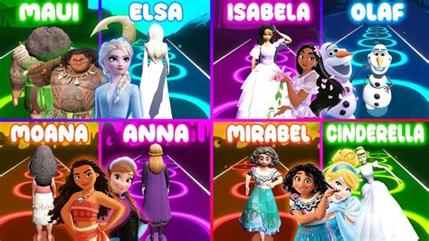 Frozen Elsa Anna Mirabel Moana Isabela Maui And More In Tiles Hop Edm Rush Youtube