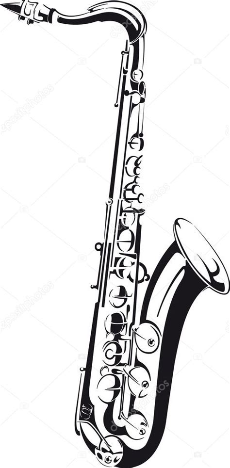 Line Drawing Of A Saxophone Isolated On Background Stock Vector Image