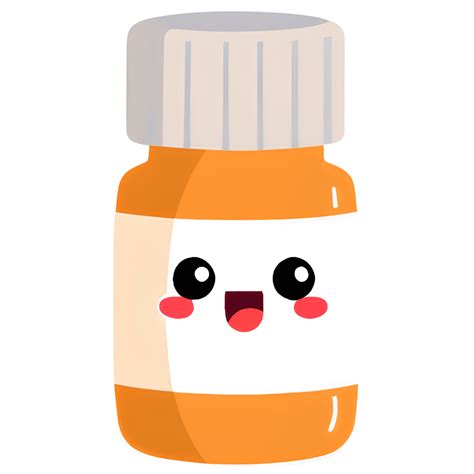 Kawaii Orange And White Pill Bottle Chibi Cartoon · Creative Fabrica