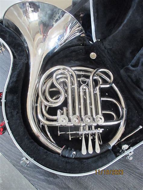 Silver Double French horn with case and mouthpiece | Reverb