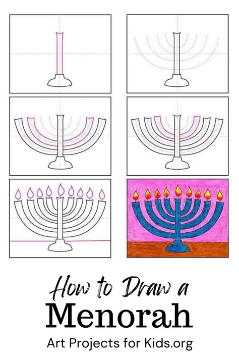 Easy How To Draw A Menorah Tutorial Video And Menorah Coloring Page