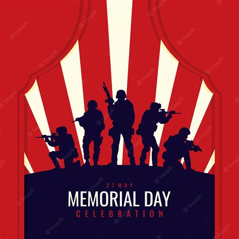 Premium Vector | Memorial day banner template with soldier silhouette