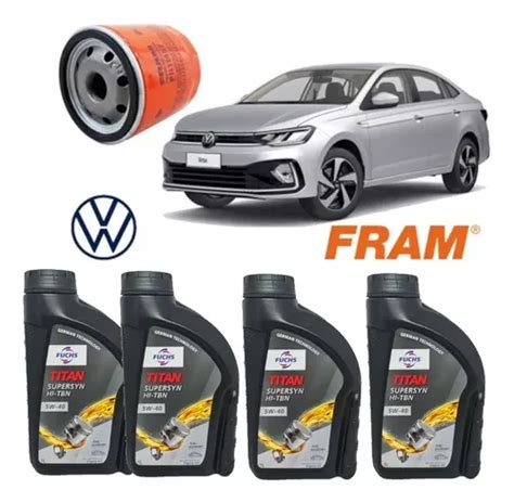 Kit Troca De Óleo Fuchs 5w40 Vw Virtus 1 0 Tsi Ph11457